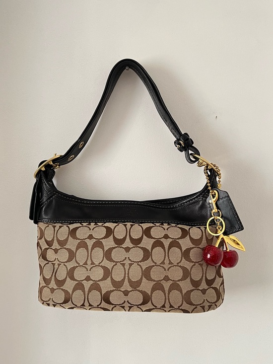 Coach Handbags - Coach Signature Canvas and Leather Shoulder Bag in Brown and Black